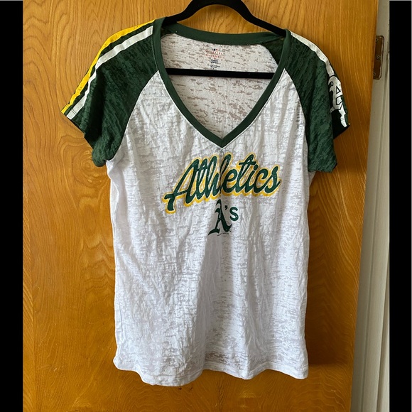 MLB Oakland athletics v-neck burn out tee XL - Picture 1 of 6